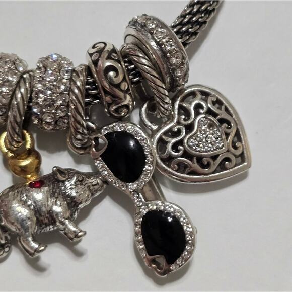 Brighton Arkansas Razorbacks Heart Sunglasses Sandal Charm Bracelet - Picture 2 of 10